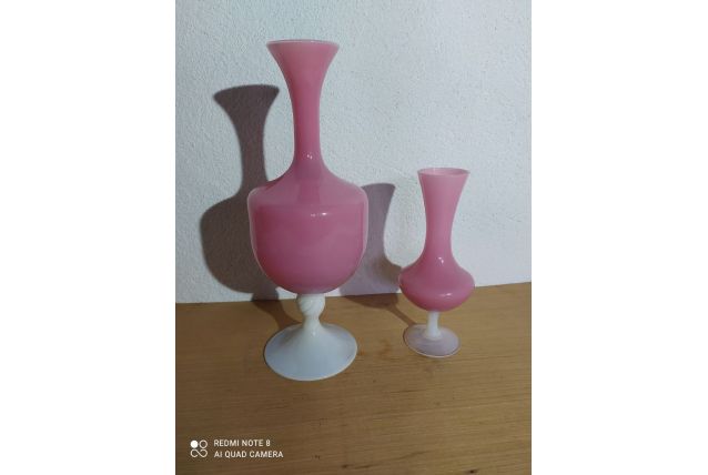Jolie Paire De Vase En Opaline Rose vintage