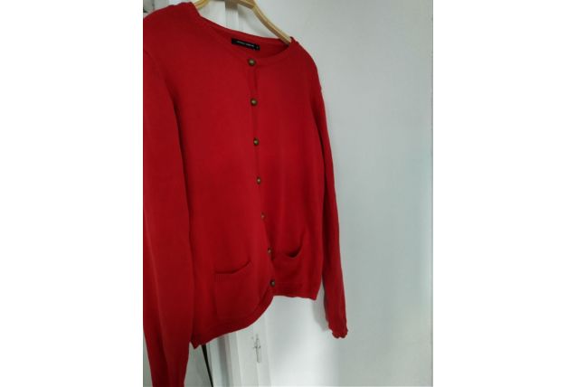 Gilet veste cardigan en maille rouge femme taille 40