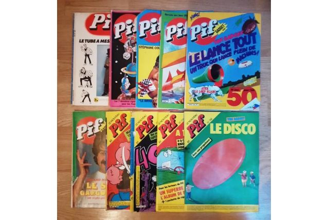 Lot de 10 anciens numéros de la revue Pif Gadget