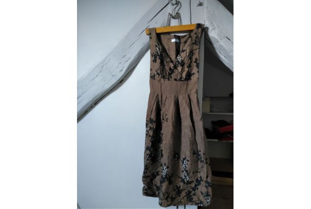 Robe chemise blousée évasée en jean bleue claire Femme 36