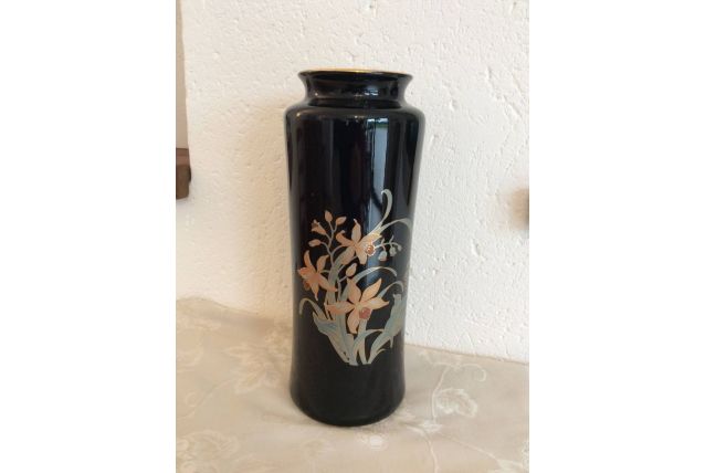 vase en verre poli 1900 à décor floral