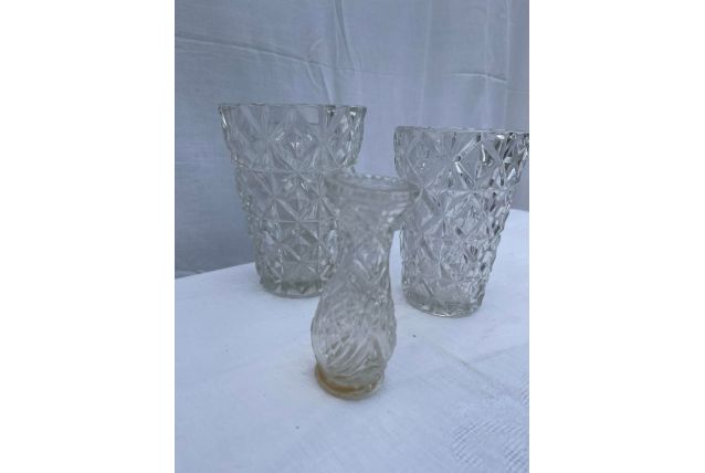 3 vases en verre vintage