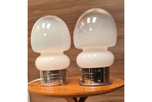 Paire de lampes vintage space age en verre de murano 26x14,,