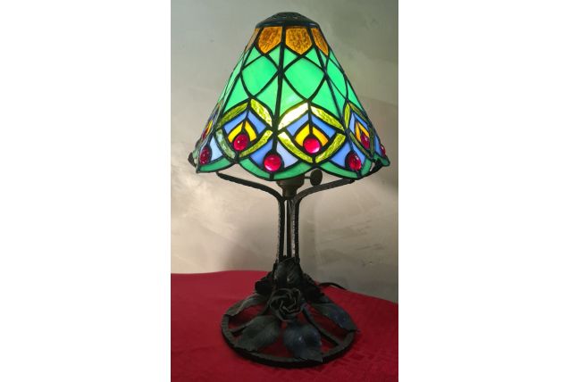 lampe fer forgé art deco  35x20 inter a la douille avec abat