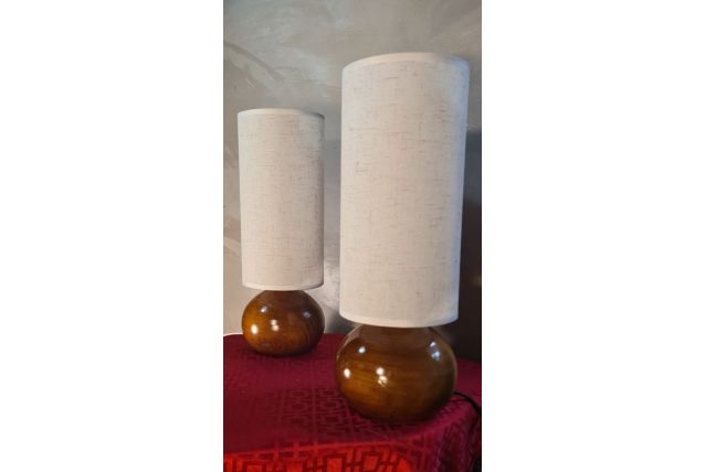 paire de lampe boule bois massif chevet style scandinave 35 