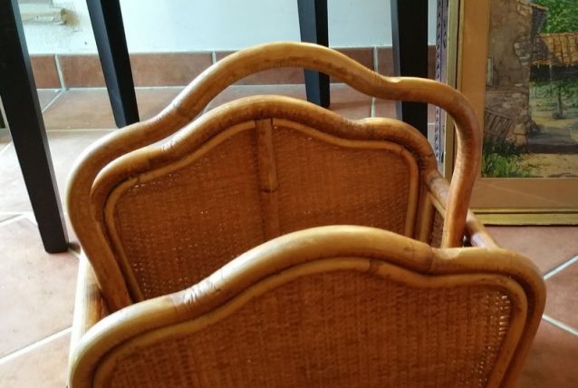 porte revue rotin vintage