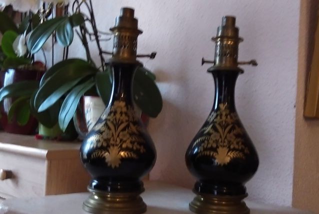 Paire Lampes à huile d'époque 19e