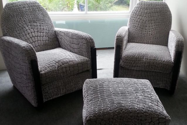 Magnifiques Fauteuils et pouf d'époque Art Déco