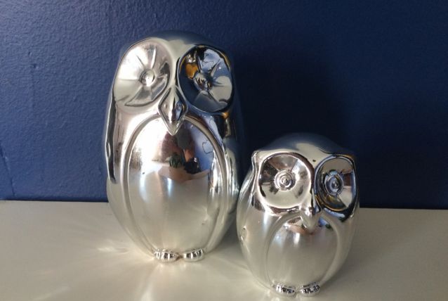 Chouettes en céramique chromée