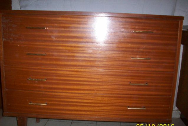 COMMODE VINTAGE 3 TIROIRS PIEDS COMPAS