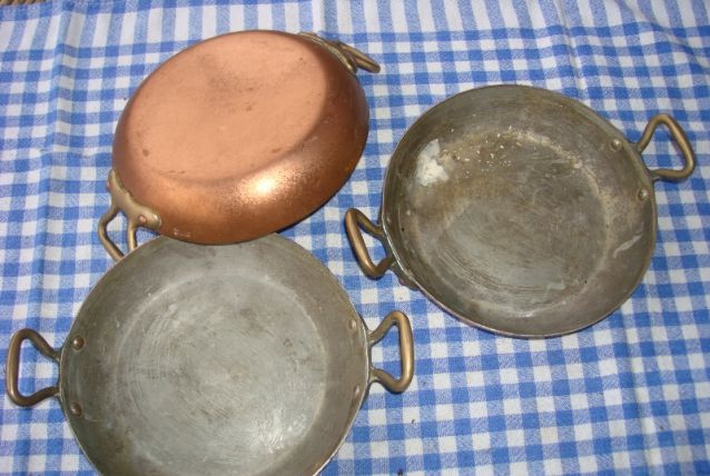 Cuivre 3 plats à oeufs