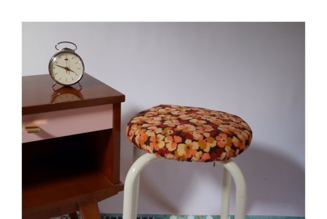 Tabouret à fleurs déhoussable années 60-70