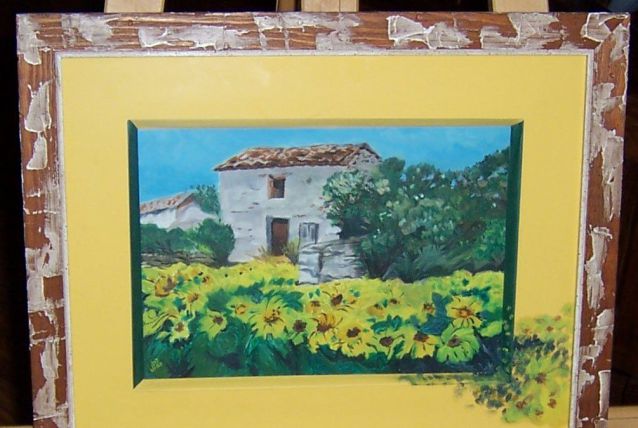 Tableau - Huile encadrée sous verre