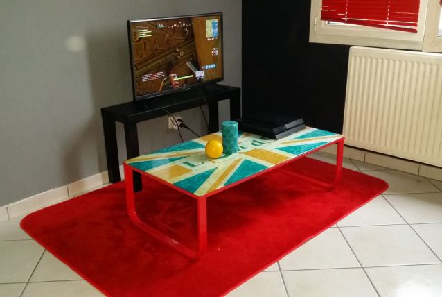 Table basse avec meuble tv et tapis 
