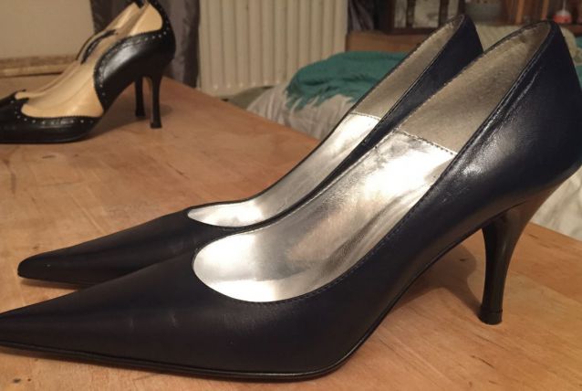 Escarpin marine cuir lisse