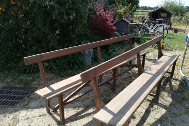 Bancs de ferme à dossier (Paire)