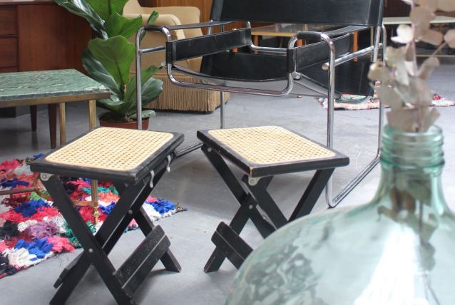 Paire de tabourets pliants dlg Cesca de M. Breuer