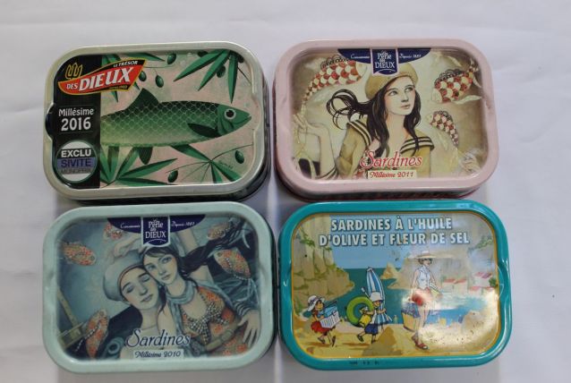 lot de 4 boites de sardines de collection VIDE
