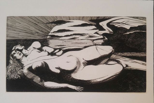 Superbe gravure originale Giovanni GIANNINI pour Edgar Poe