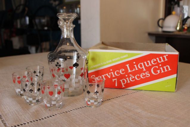 Service à liqueur jeu de cartes