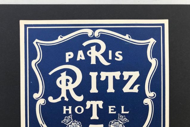 RARE ! Etiquette bagage "Hotel Ritz" originale début XXe