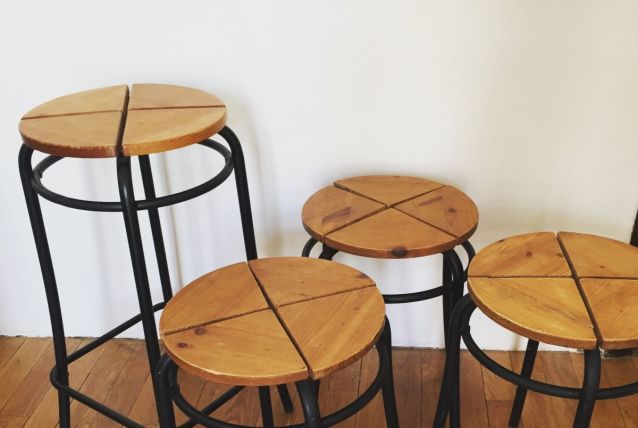 Lot de tabourets vintage (3 petits et 1 grand)