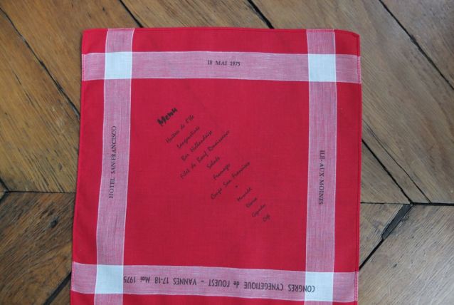 Mouchoir de Cholet rouge et blanc 1975