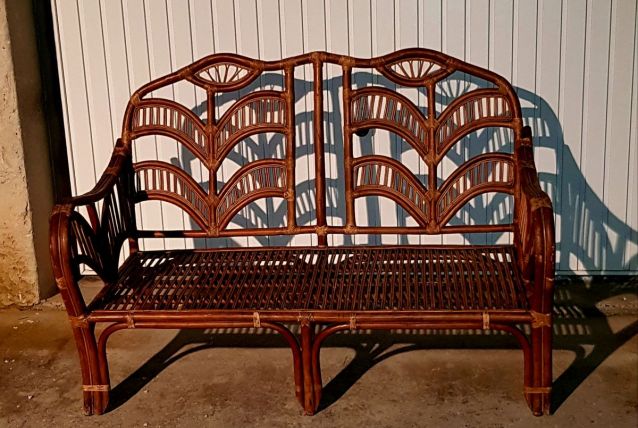 Banquette rotin vintage