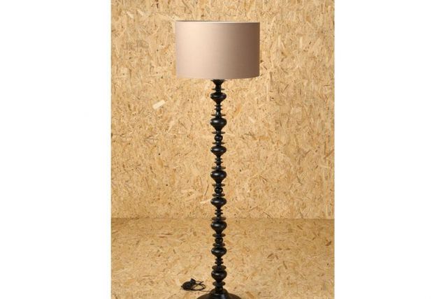 Lampadaire pied tourné laqué noir