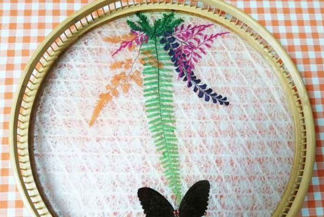 Plateau vintage en rotin