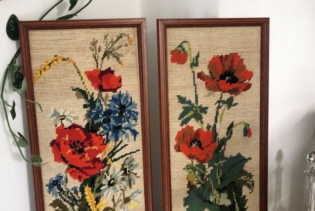 Duo cadres canevas vintage 