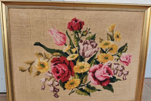 Tableau brodé Fleurs