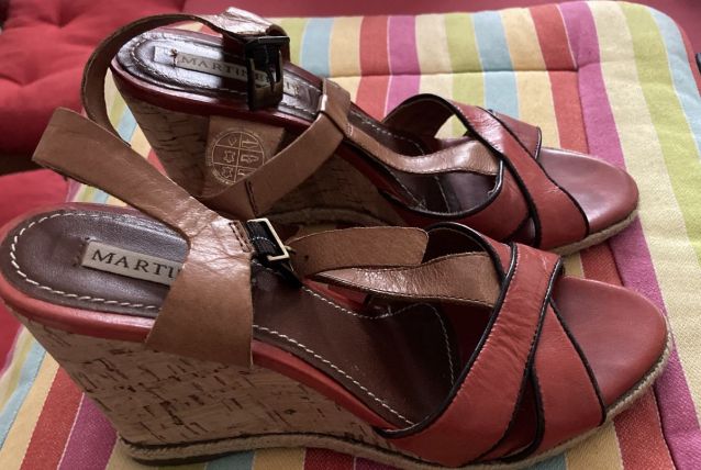 SANDALES CUIR ROUGE MARTINELLI 38
