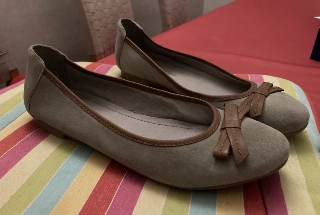 BALERINES CUIR/TISSUS BEIGE  39