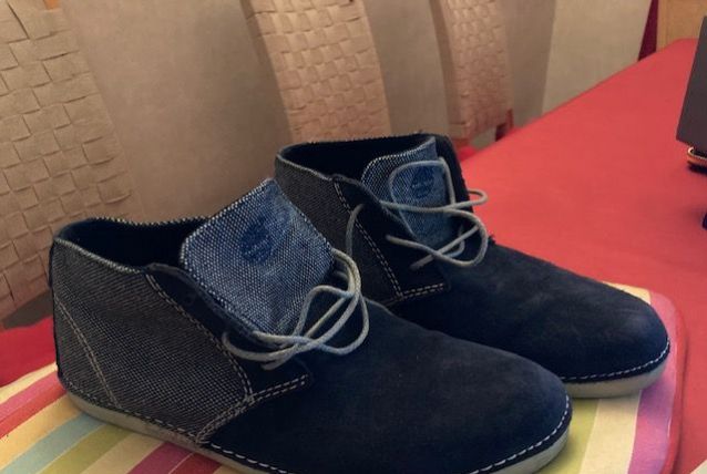 CHAUSSURES HOMME NUBUCK ET TOILE BLEU MARINE  41,5