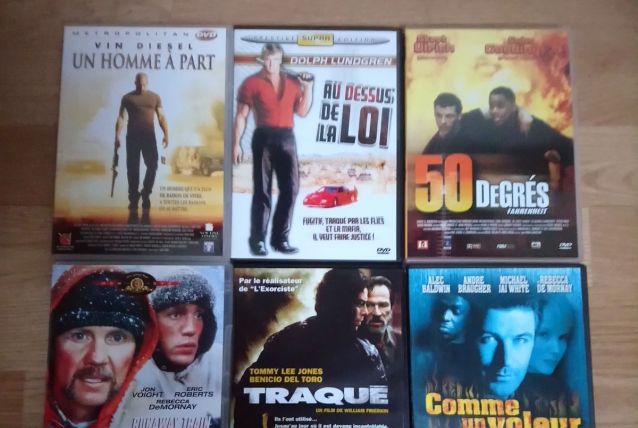 Lot de 6 films d'action américains thème "Poursuite"