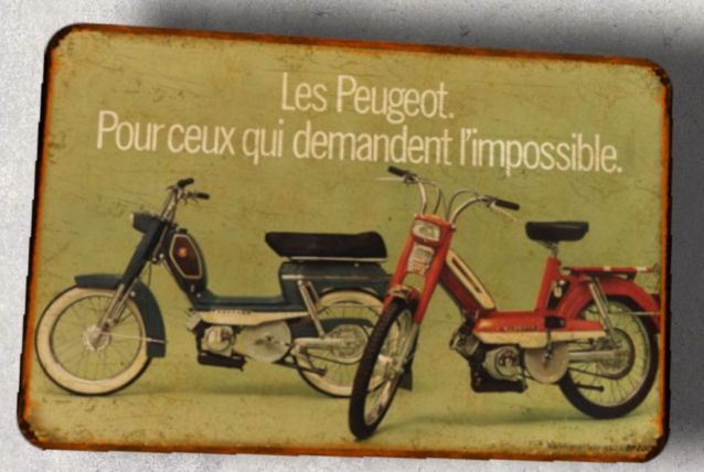 Plaque métal vintage Peugeot 103 et 104