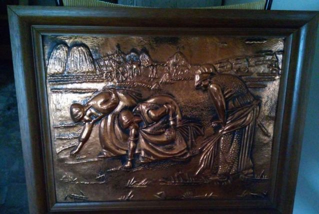 Tableau en cuivre repoussé "Les Glaneuses" 