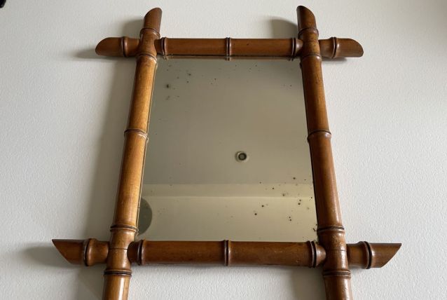 Miroir faux bambou années 60